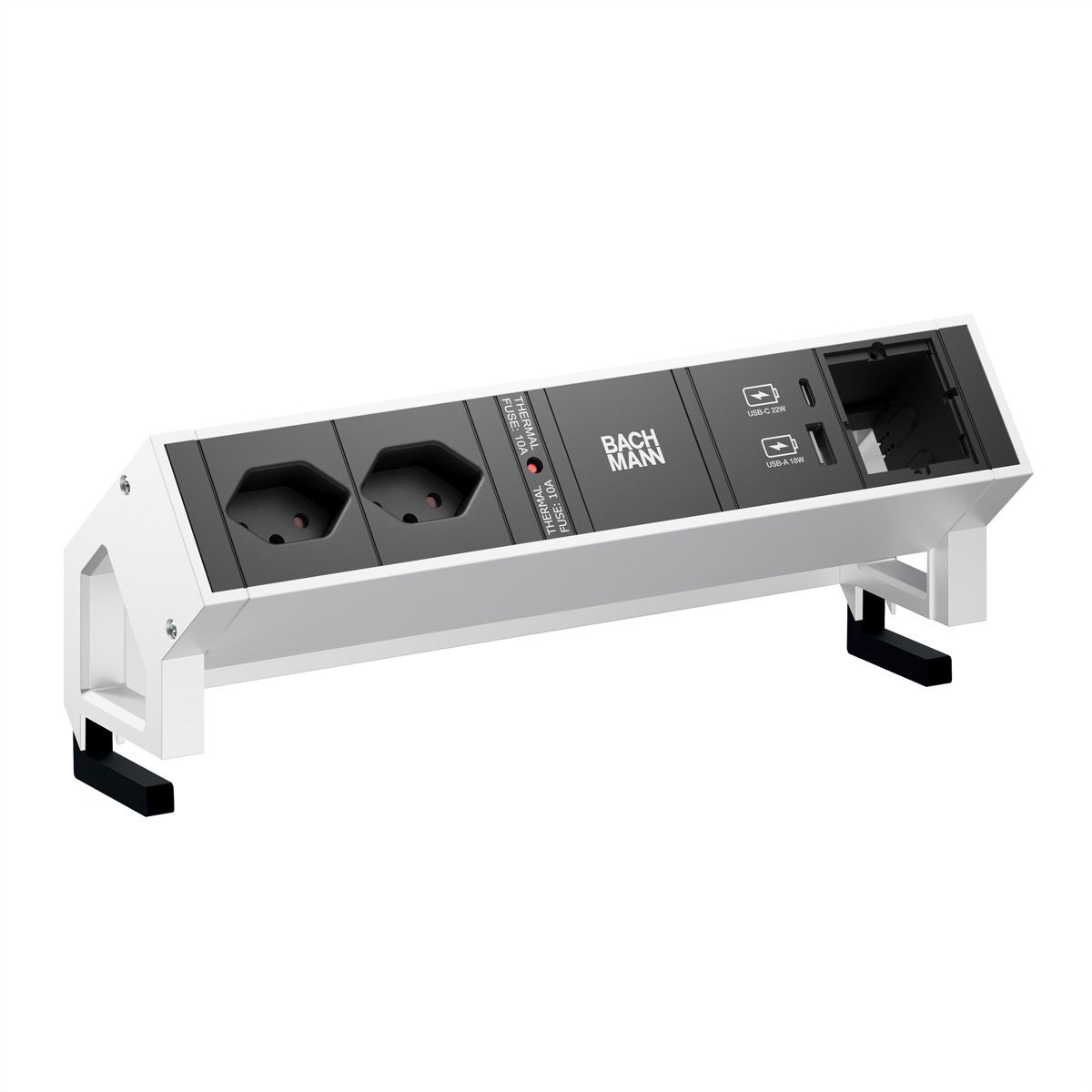 BACHMANN DESK2 2xCH 1xUSB A/C 22W 1xCM, 0,2m GST18 INOX Schweiz