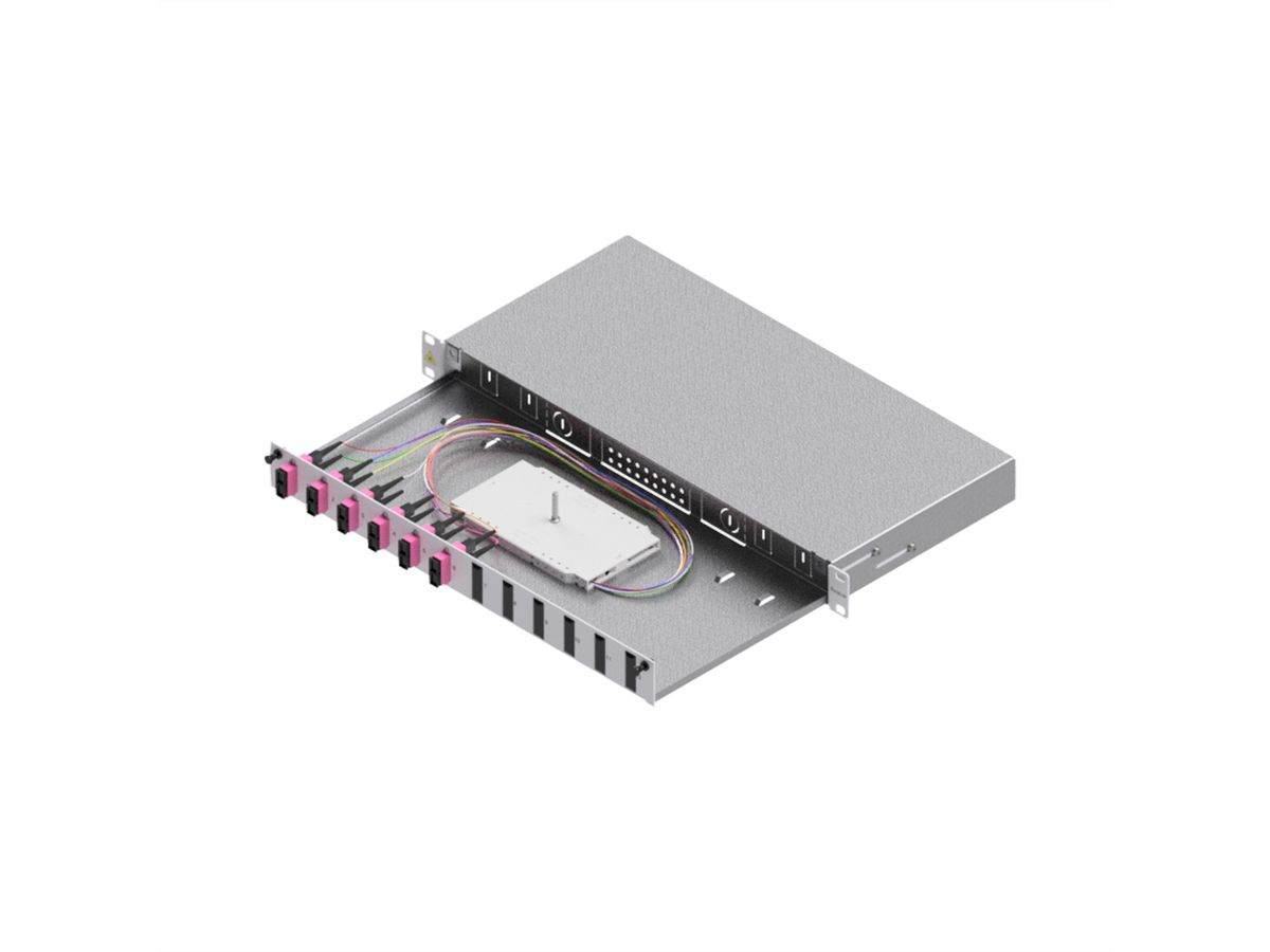 EasyLan LWL-Spleißbox Grade C 19-Zoll 1HE, 12 Ports, 6x SC-Duplex, OM4
