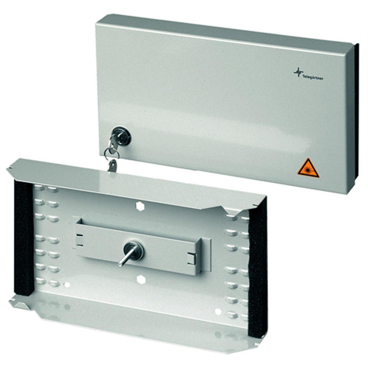 TELEGÄRTNER LWL-Kompakt-Spleißbox, 265x150x55 mm, RAL 7035