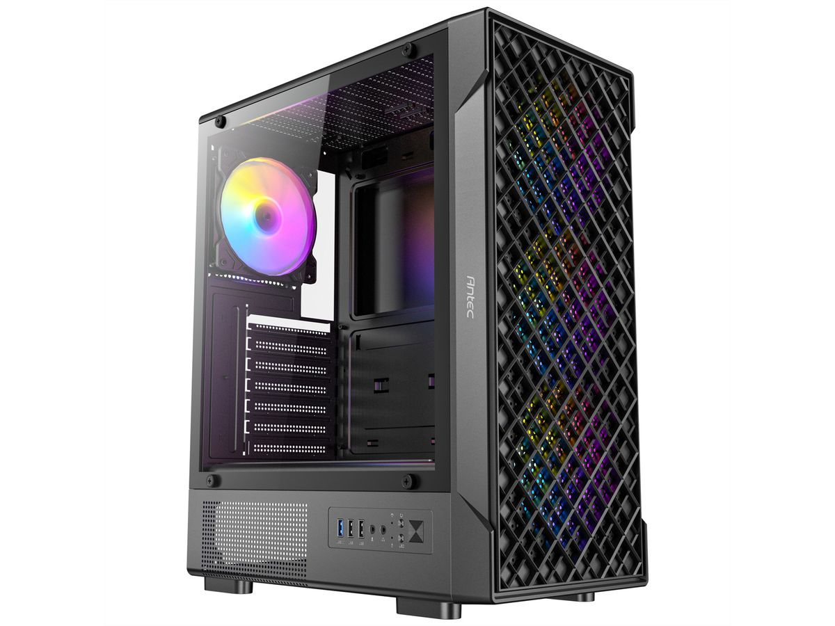 ANTEC VX-320 ARGB ATX, Micro-ATX, ITX Mid Tower Gaming PC Gehäuse, schwarz