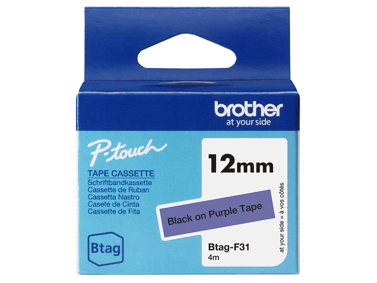 Brother BTAG-F31 Etiketten erstellendes Band Schwarz auf violett