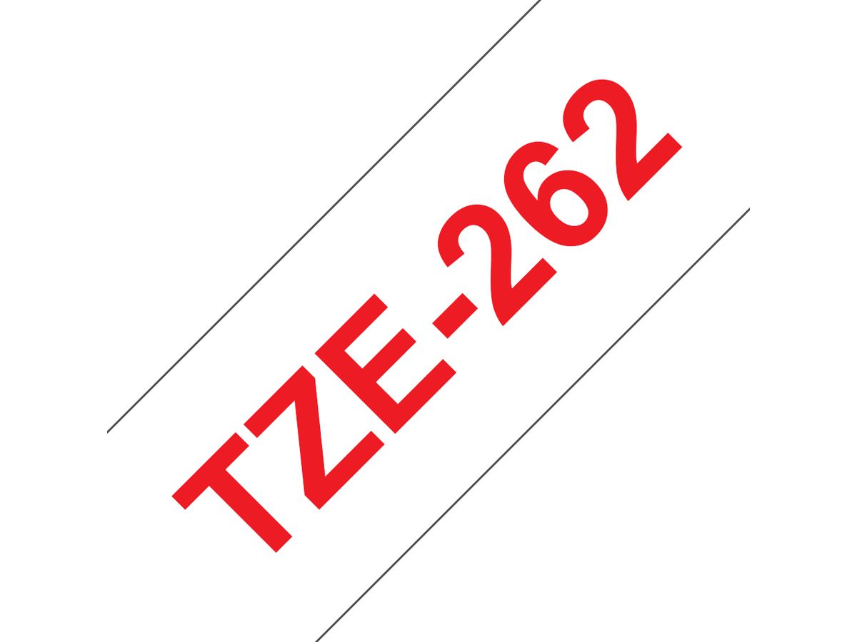 Brother TZE-262 Etiketten erstellendes Band Rot aud Weiss