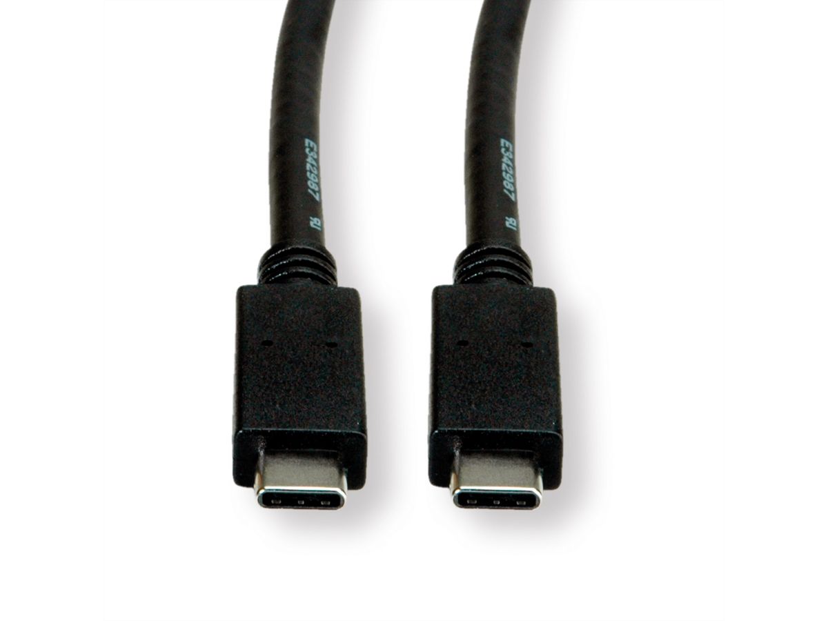 ROLINE USB 3.2 Gen 2 Kabel, Emark, C-C, ST/ST, 10Gbit/s, 100W, schwarz, 2 m