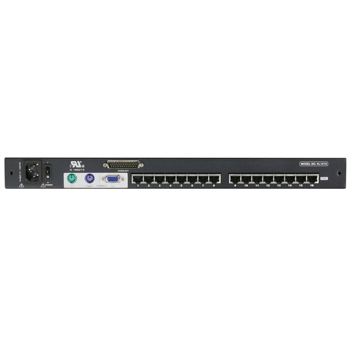 ATEN KL1516AN KVM-Switch, 48cm TFT, VGA, PS/2-USB über Kat 5, 16 Port, CH-Layout