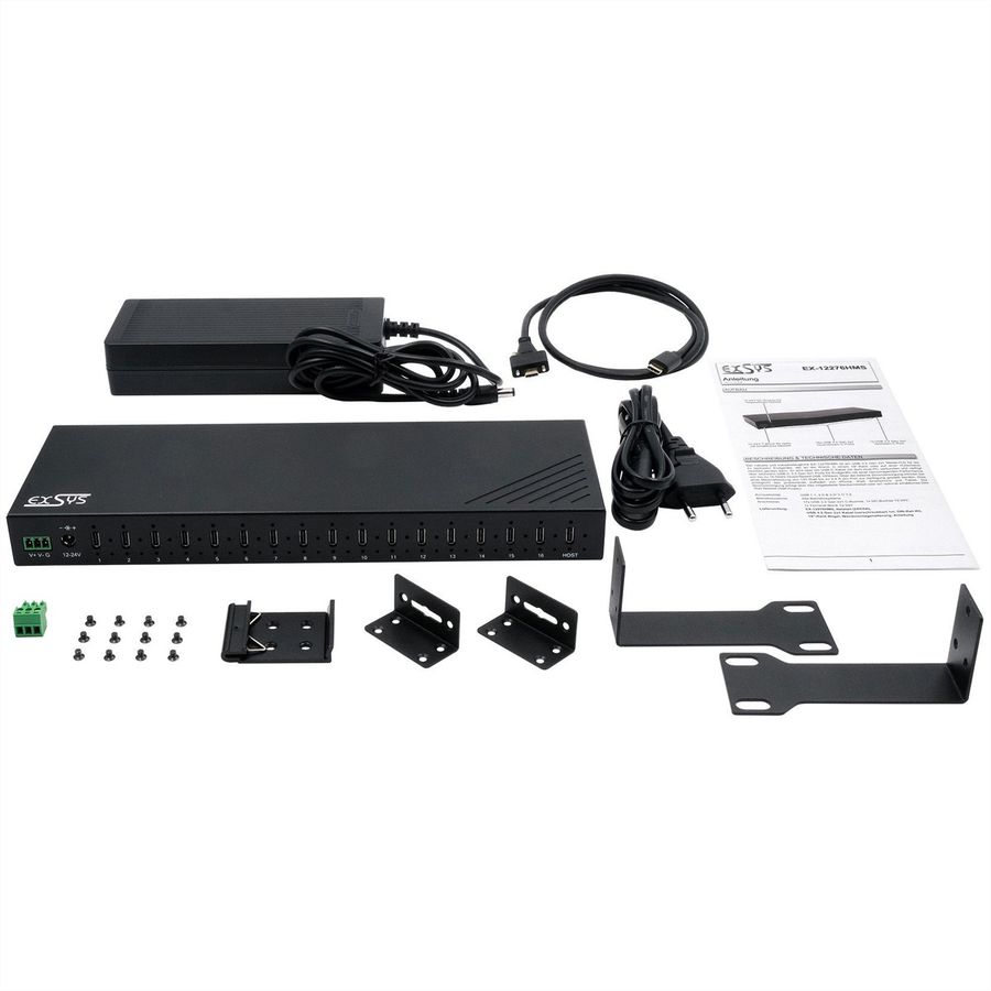 EXSYS EX-12276HMS 16-Port USB 3.2 Gen 2 Metall HUB, mit 16x C-Anschlüsse