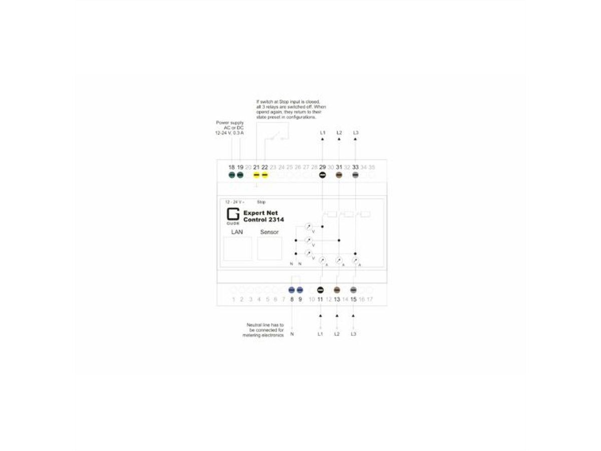 GUDE 2314-1 IP-Relais Steuerung mit 3 Ausgängen und Energiemessung DIN Rail