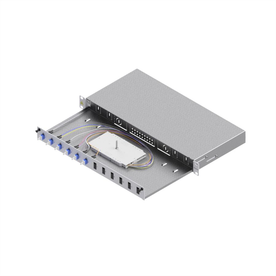 EasyLan LWL-Spleißbox Grade C 19-Zoll 1HE, 12 Ports, 6x LC-Duplex, OS2