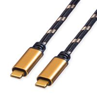 ROLINE GOLD USB4 Gen3x2 Kabel, C–C, ST/ST, 8K UHD-2, 40Gbit/s, 100W, schwarz / gold, 1 m