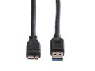 ROLINE USB 3.2 Gen 1 Kabel, A ST - Micro A ST, schwarz, 2 m