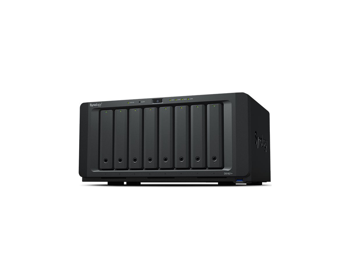 Synology DiskStation DS1821+ NAS & Speicherserver Tower Eingebauter Ethernet-Anschluss Schwarz V1500B