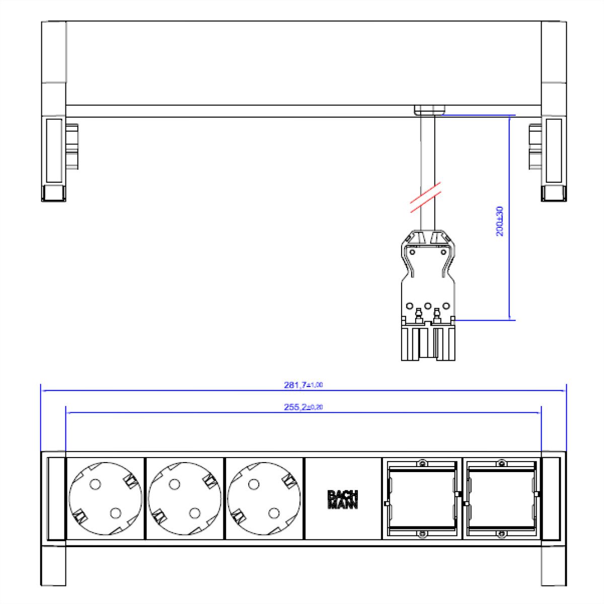 BACHMANN DESK2 3x Schutzkontakt 2x ABD GST18 Inox