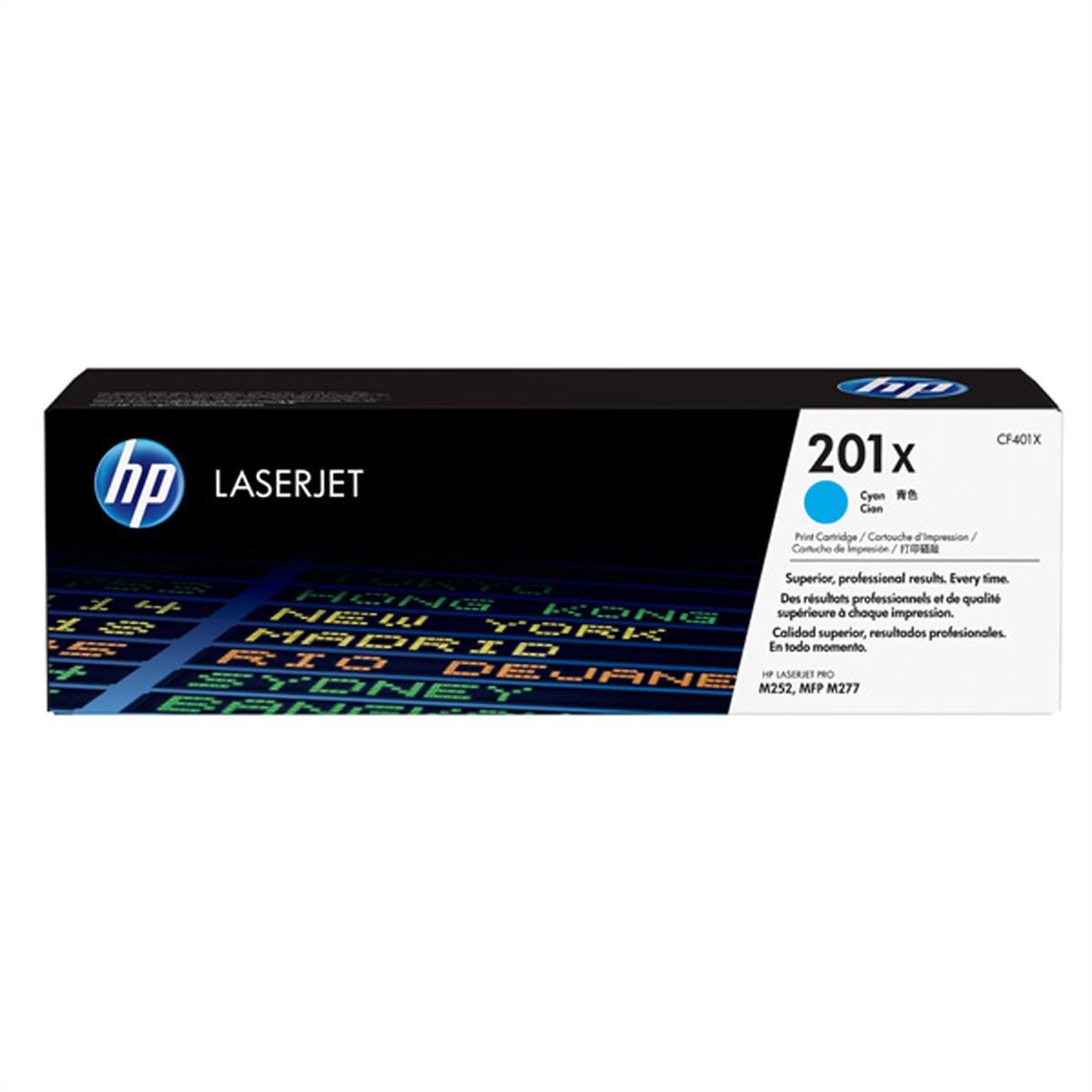 CF401X (201X), HP Color LaserJet Druckkassette cyan, hohe Kap., ca. 2.300 S., für HP Color LaserJet Pro M252, MFP M277