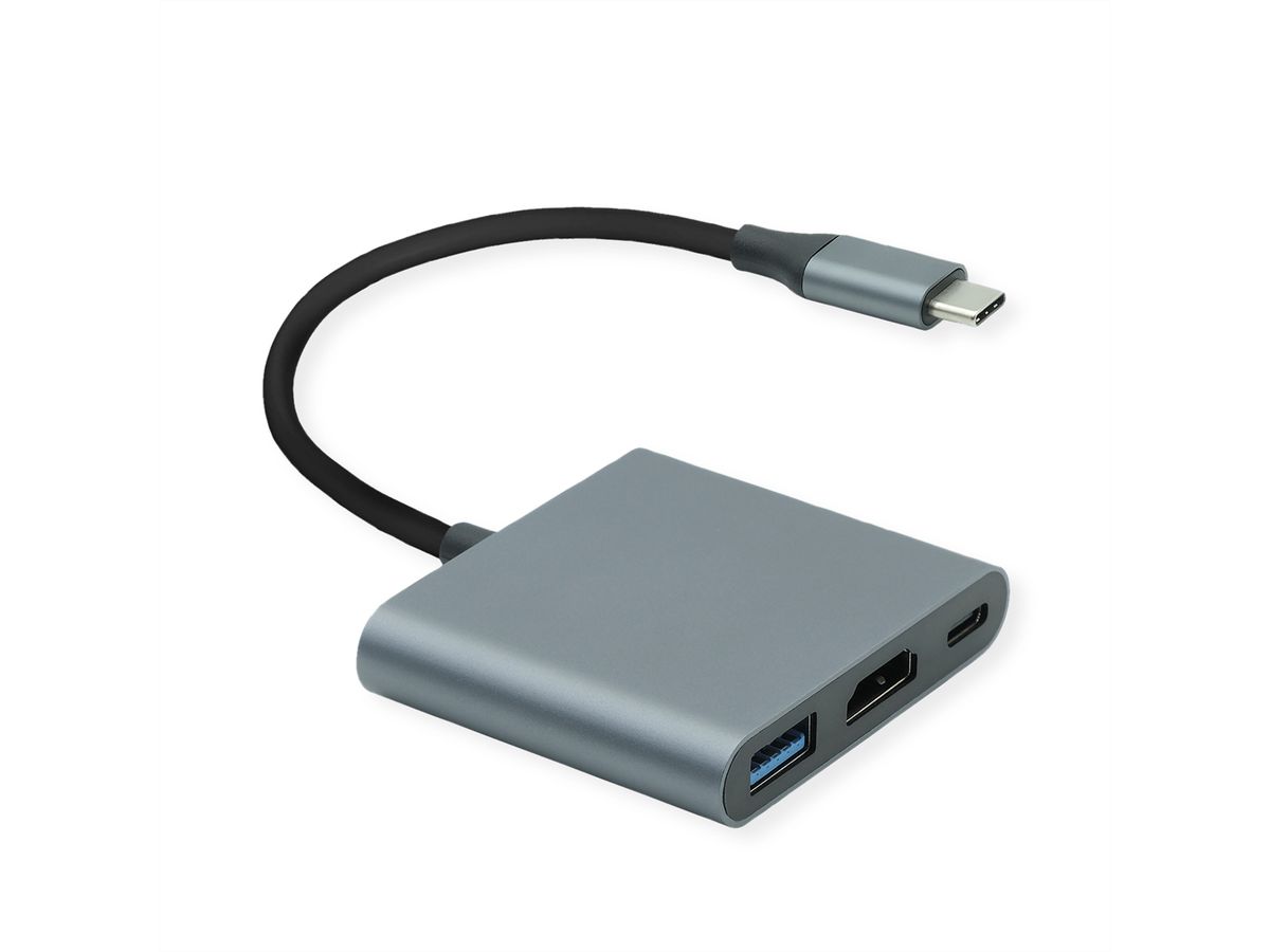 ROLINE Display Adapter USB Typ C - HDMI, USB 3.2 Gen 1 Typ A, Typ C PD