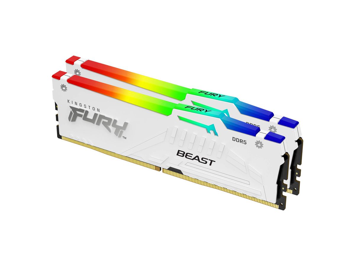 Kingston Technology FURY Beast 32GB 6400MT/s DDR5 CL32 DIMM (2er-Kit) White RGB EXPO