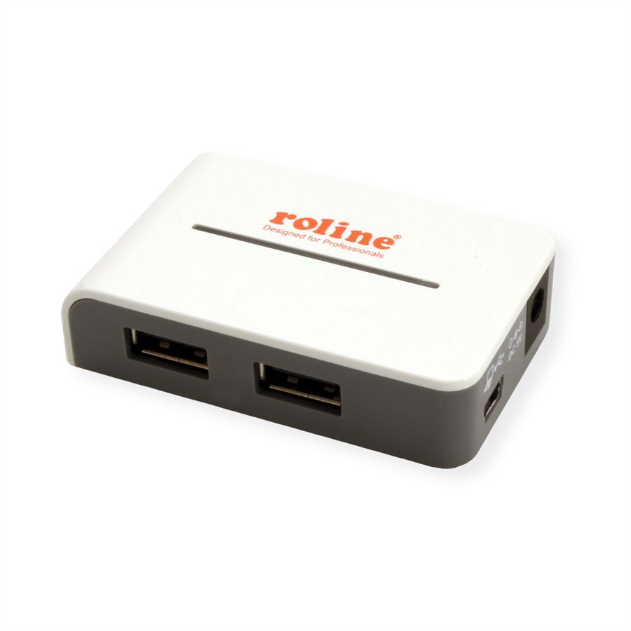ROLINE USB 2.0 Hub "Black and White", 4 Ports, mit Netzteil
