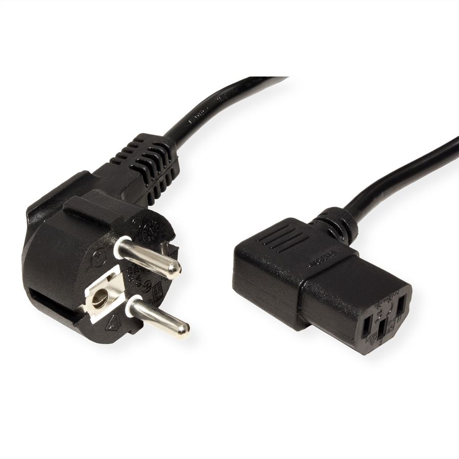 STANDARD Netzkabel, abgewinkelte IEC-Buchse, schwarz, 1,8 m