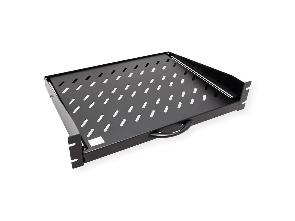 VALUE 19"-Fachboden ausziehbar, 2 HE, 404 x 350 mm, 30 kg Traglast