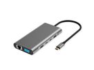 VALUE USB Typ C Dockingstation, 2x HDMI (4K60 und 4K30), 1x DP 4K60, 1x VGA, 1x Gb Ethernet, 2x USB C, 2x USB A (3.2 Gen1 und USB 2.0, 1x Type C PD