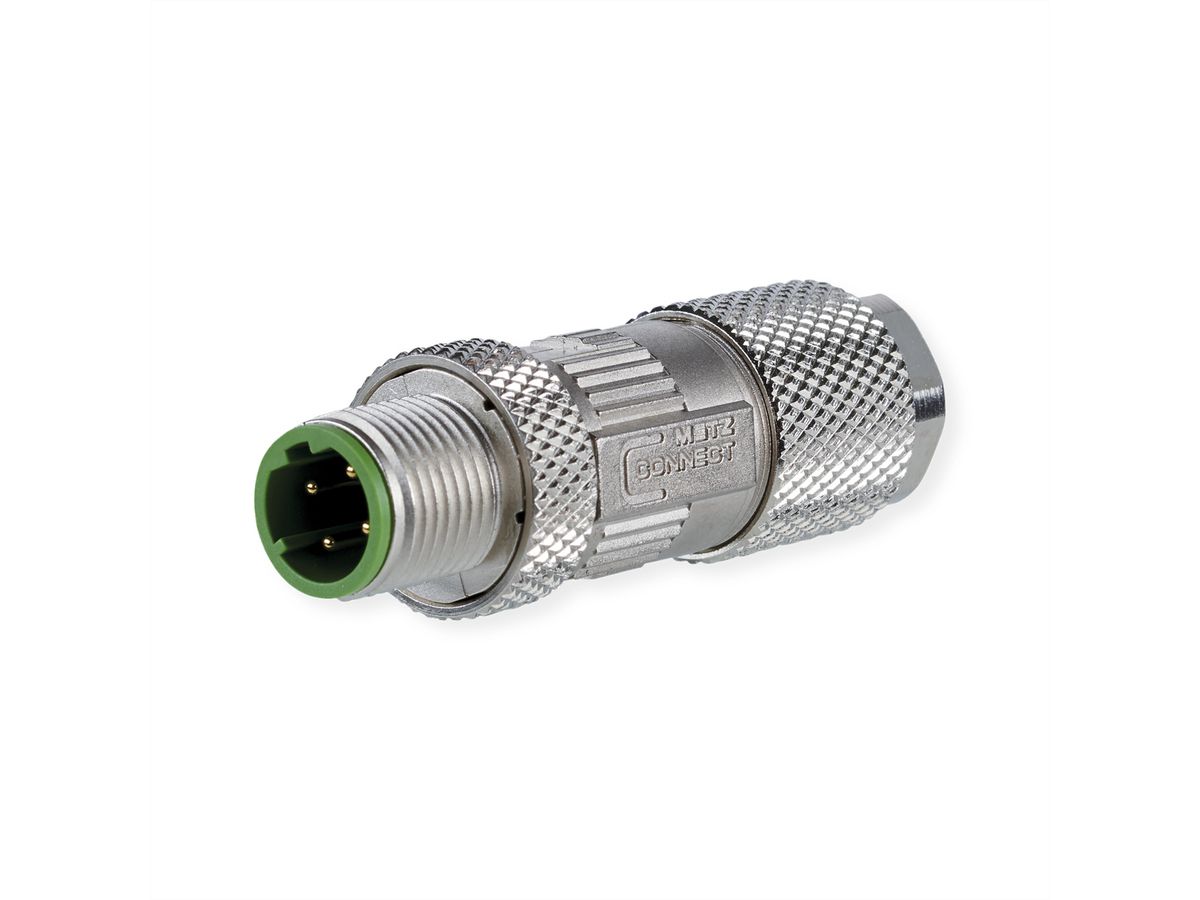METZ CONNECT M12 Stecker, D-kodiert, IP67 Cat. 5, feldkonfektionierbar, gerade