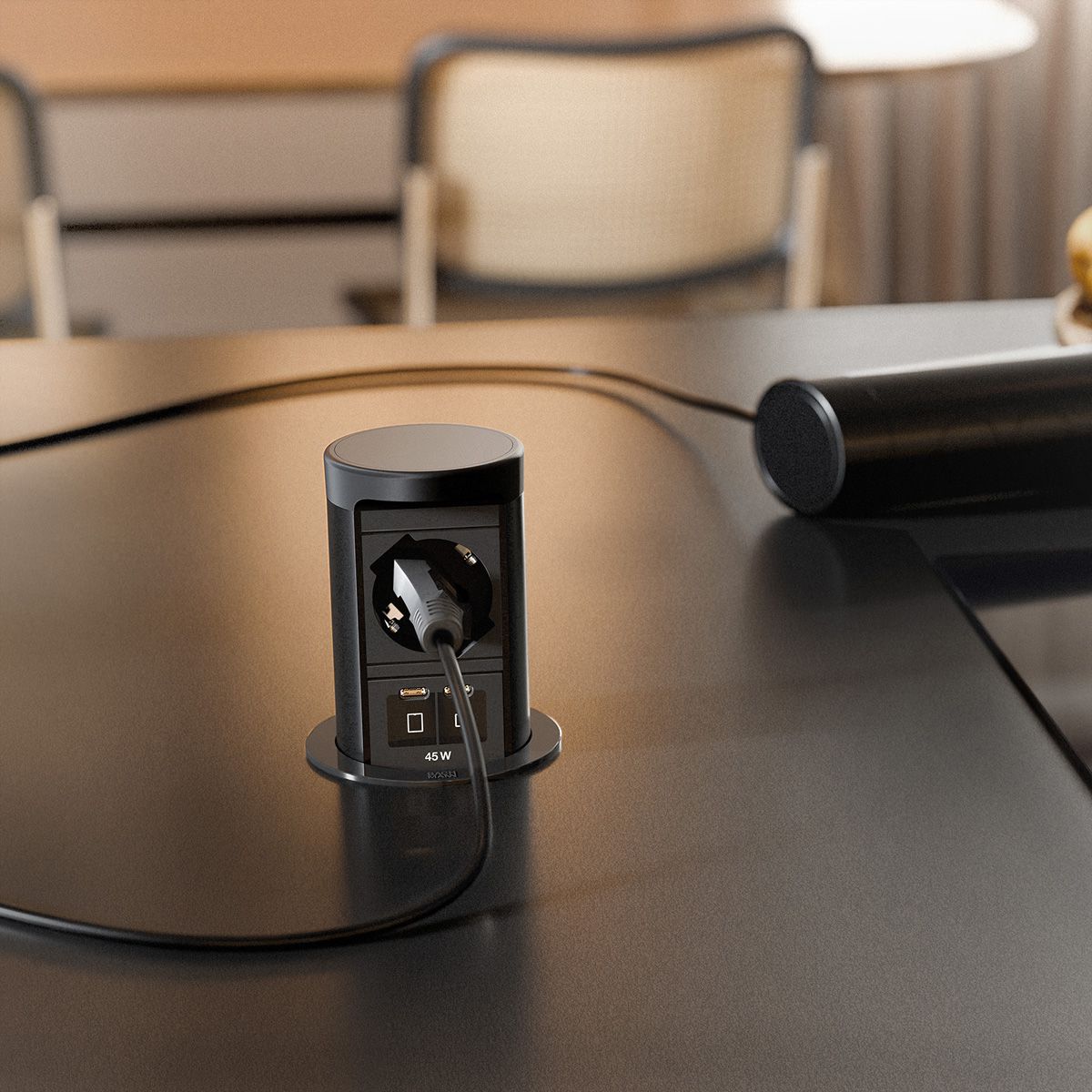 BACHMANN ELEVATOR2 1xP40, 1xUSB C/C 45W RAL9005 0,5m ISV