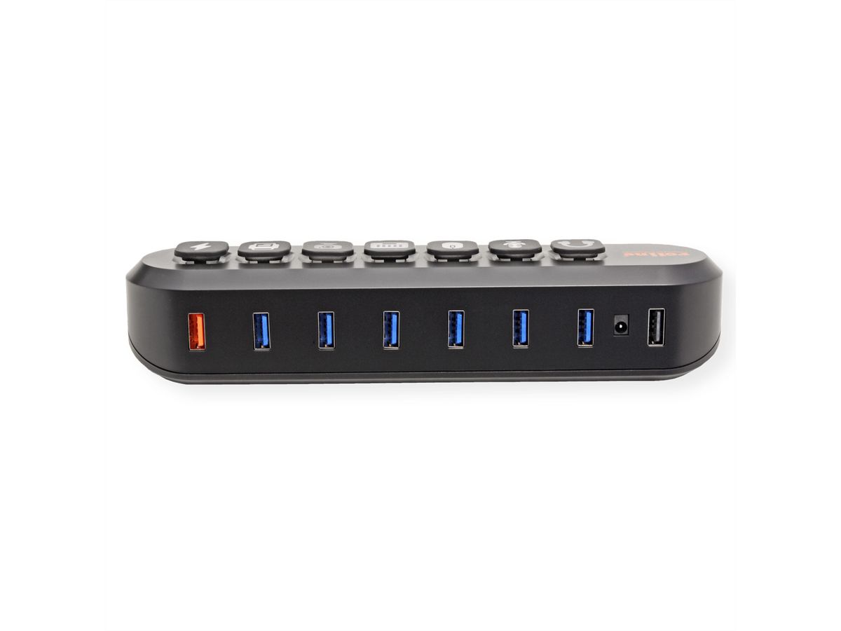 ROLINE USB 3.2 Gen 1 Hub, 7fach, austauschbare Tasten, Typ-A-Anschlusskabel