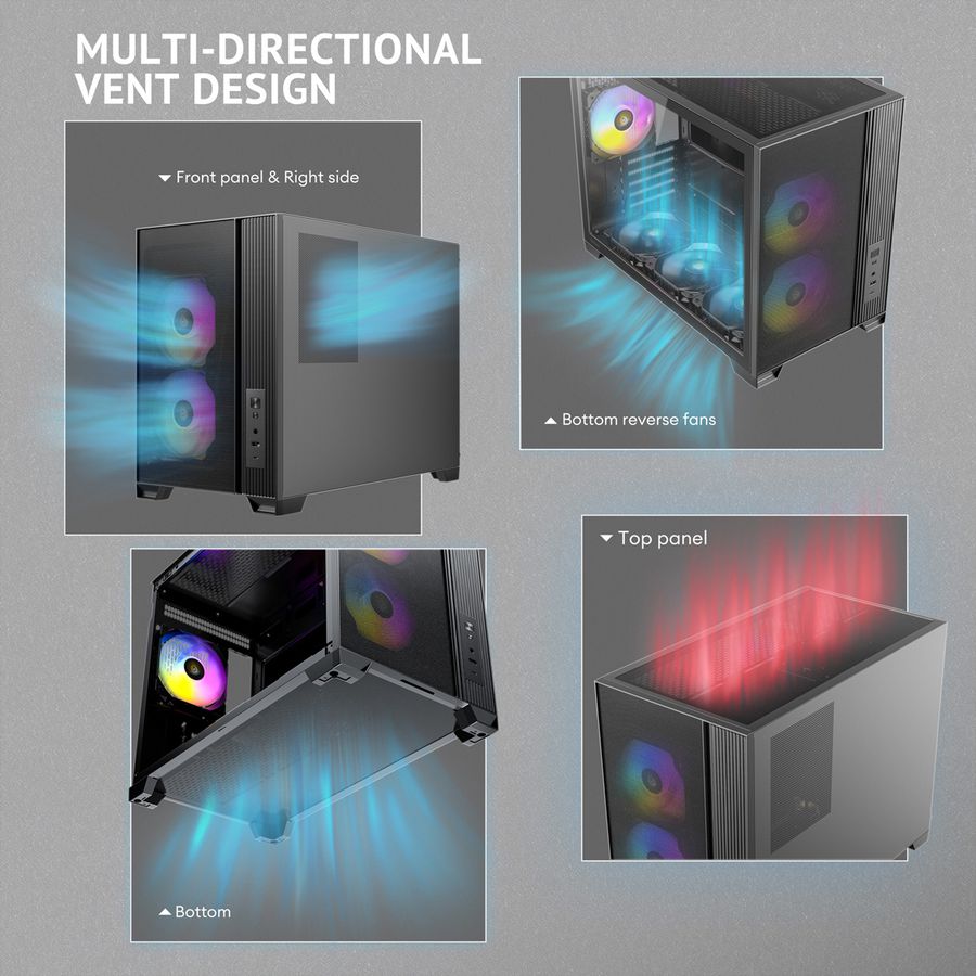ANTEC FLUX M ATX/Micro-ATX/ITX Midi Tower PC Gehäuse , schwarz