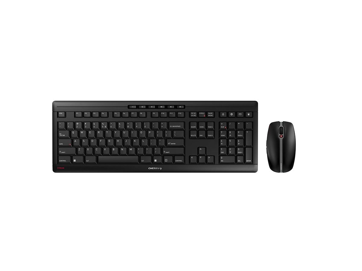 CHERRY Stream Desktop Recharge Tastatur Maus enthalten Universal RF Wireless QWERTY Englisch Schwarz