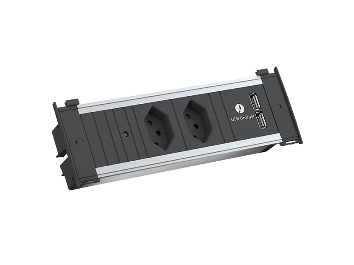 BACHMANN KAPSA S 2xCH T13 USB Charger, Strom 2,0m CH T12 Schweiz