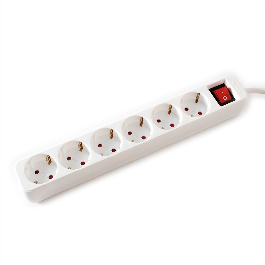 VALUE 6-fach Steckdosenleiste mit Schalter, weiß, 10 m