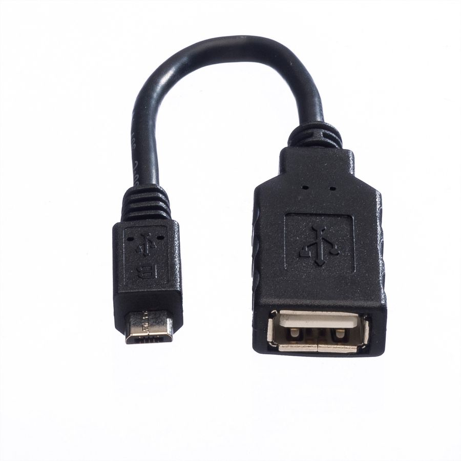 ROLINE USB 2.0 Kabel, USB 2.0 Typ Micro B - Typ A BU, OTG, 0,15 m