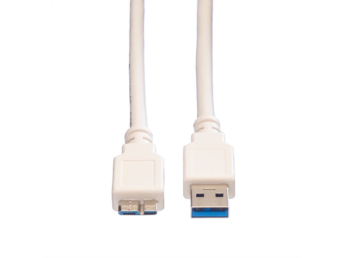 VALUE USB 3.2 Gen 1 Kabel, A ST - Micro B ST, weiß, 2 m