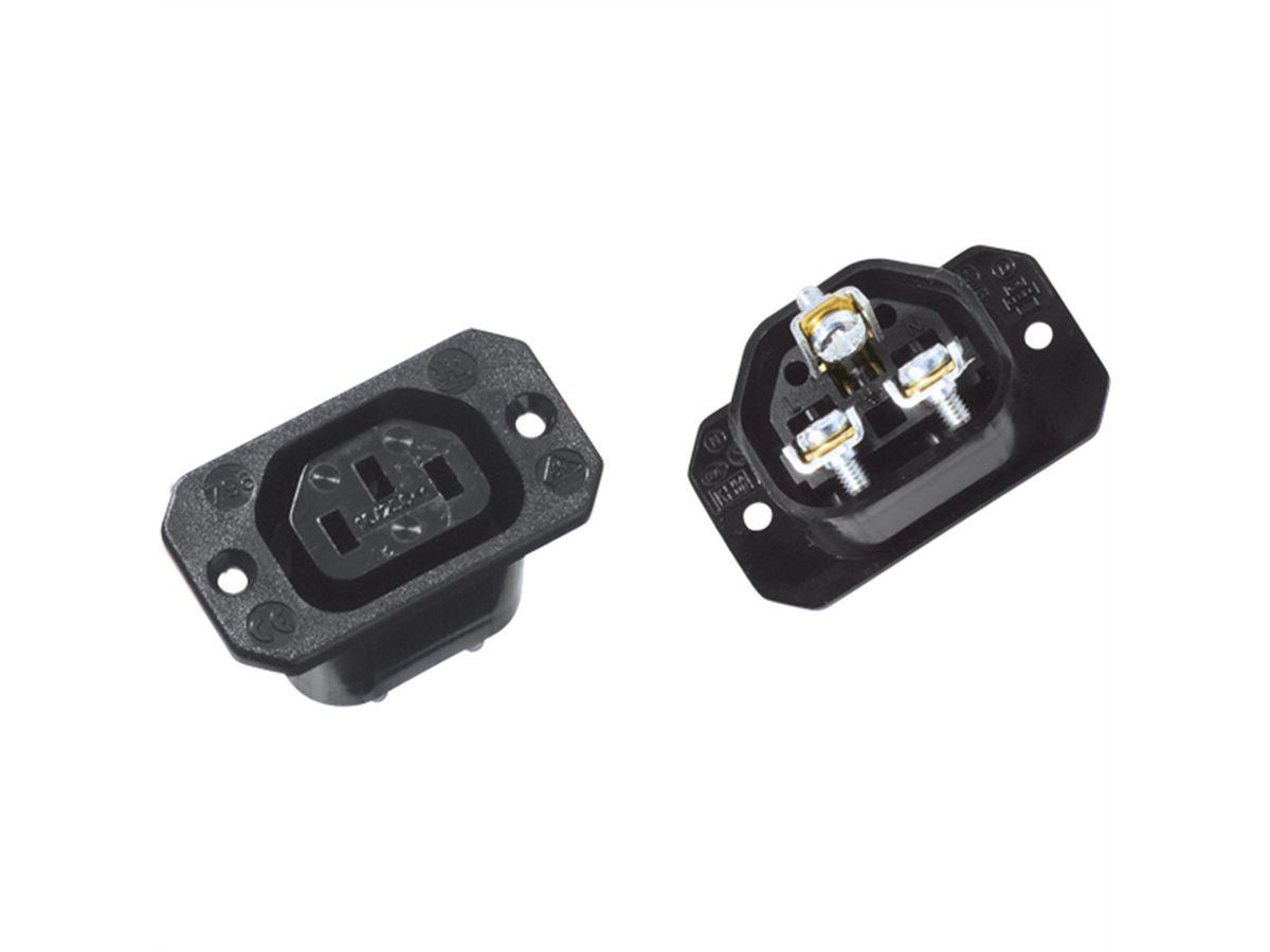 BACHMANN Kaltgerätedose IEC320 C13, mit Schraubanschlüssen schwarz