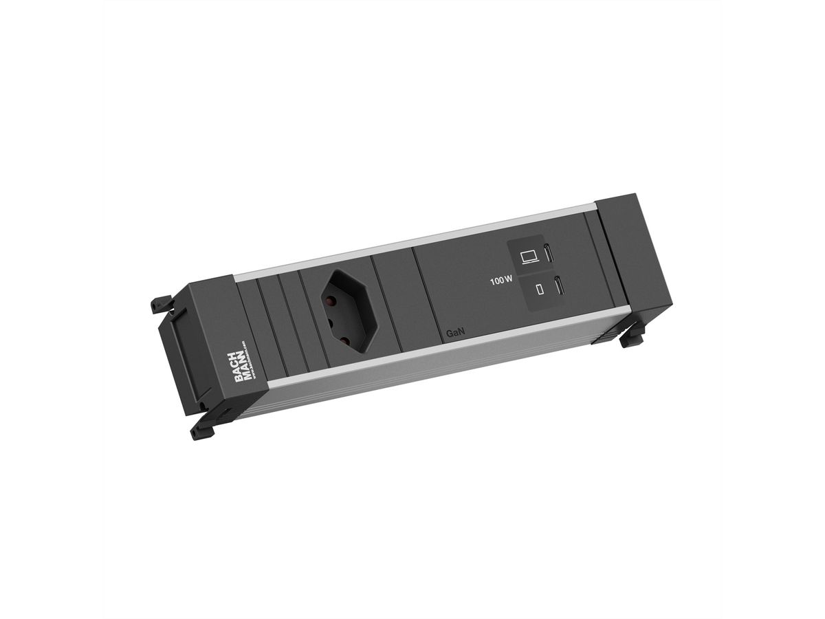 BACHMANN POWER FRAME S 1xCH 0°, 1xUSB C/C 100W L=0,2m