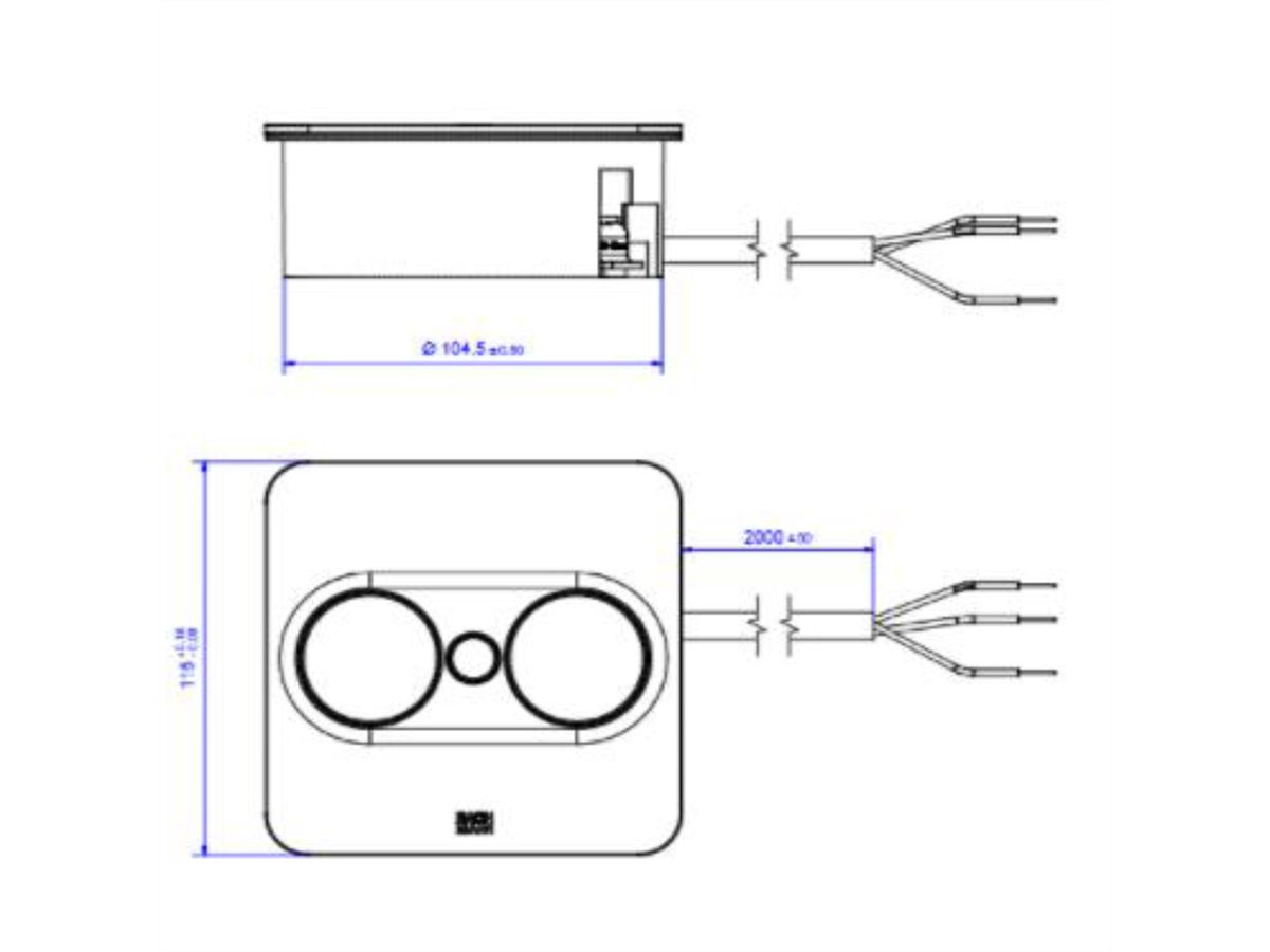 BACHMANN TWIST2 2xCEE7/3 2,0m AEH RAL9005 30GE eckig