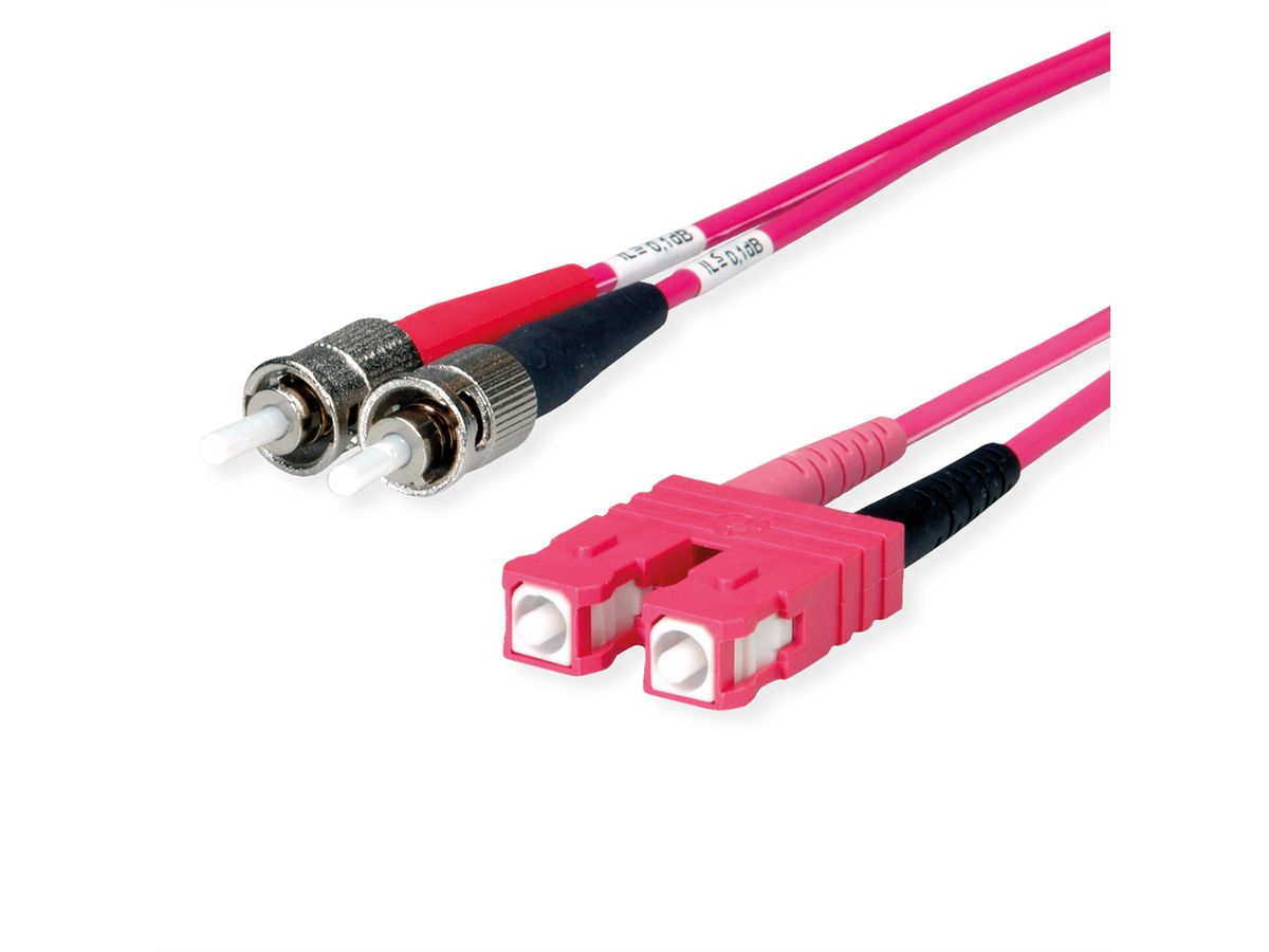 TELEGÄRTNER Duplex-Adapterkabel 50/125 OM4, 2x ST, 1x SC Duplex Stecker, violett, 1 m