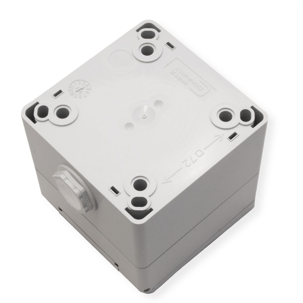 METZ CONNECT IP44 Modul-Aufputz-Gehäuse, Klappdeckel+Schloss, 2Ports unbestückt, grau