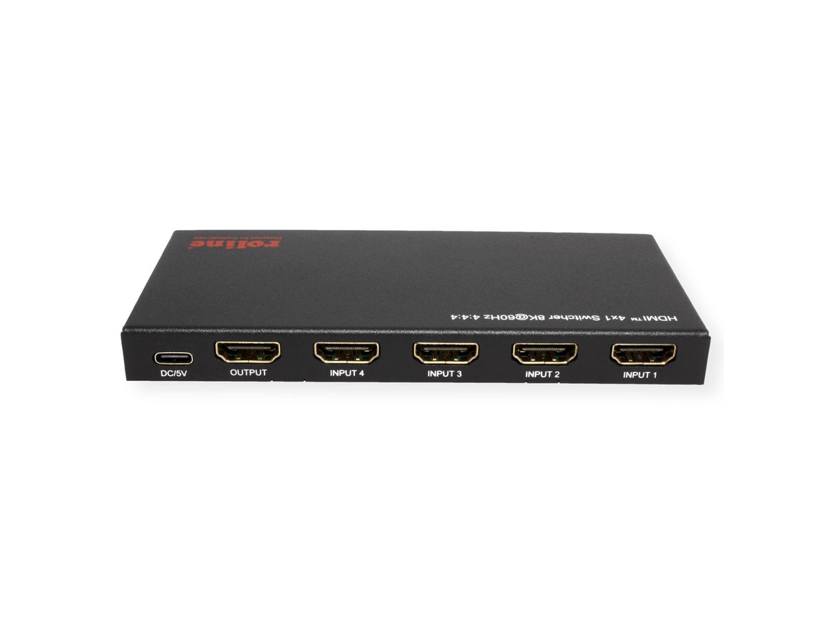 ROLINE 8K HDMI Switch, 4-fach, mit IR-Fernbedienung