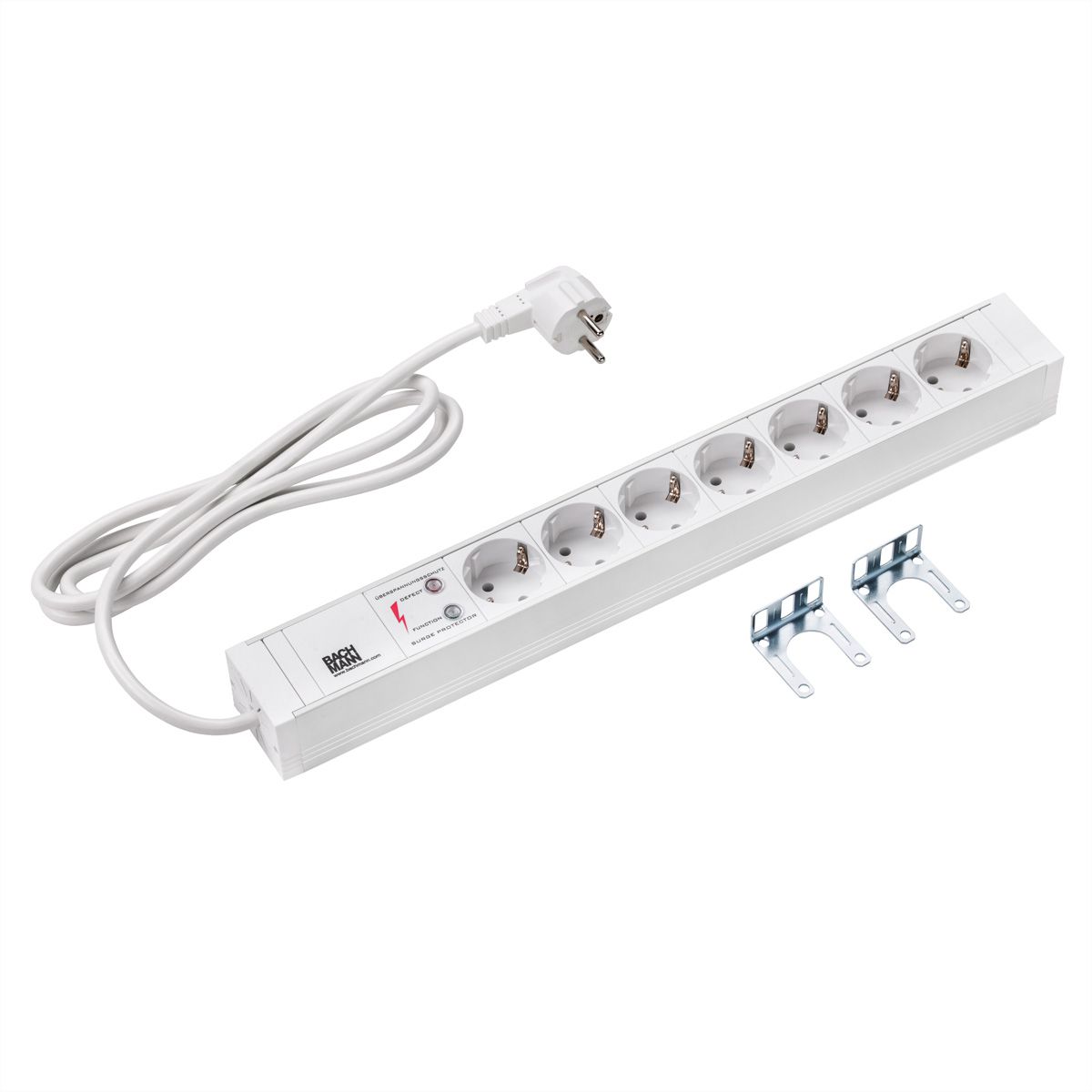 BACHMANN 19" 1,5HE 7xCEE7/3 ws 1xSPD Strom 2,0m CEE7/7