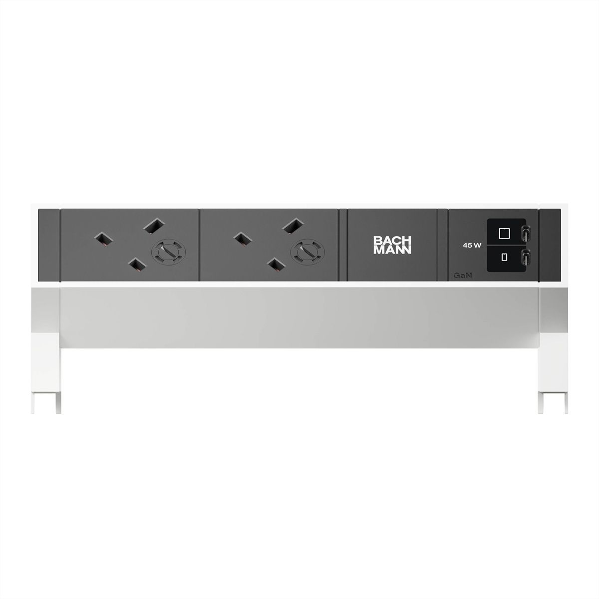 BACHMANN DESK2 2xUK 1xUSB C/C 45W, L=0,2m RAL9010