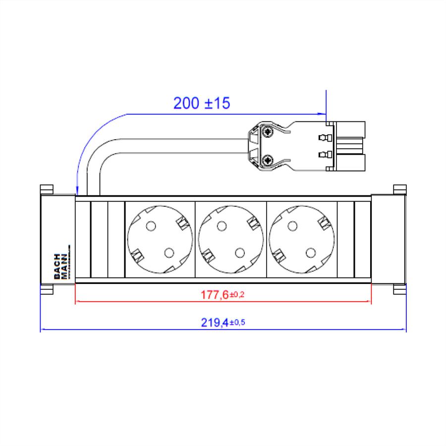 BACHMANN POWER FRAME 3xCEE7/3 kurz Kunststoffprofil