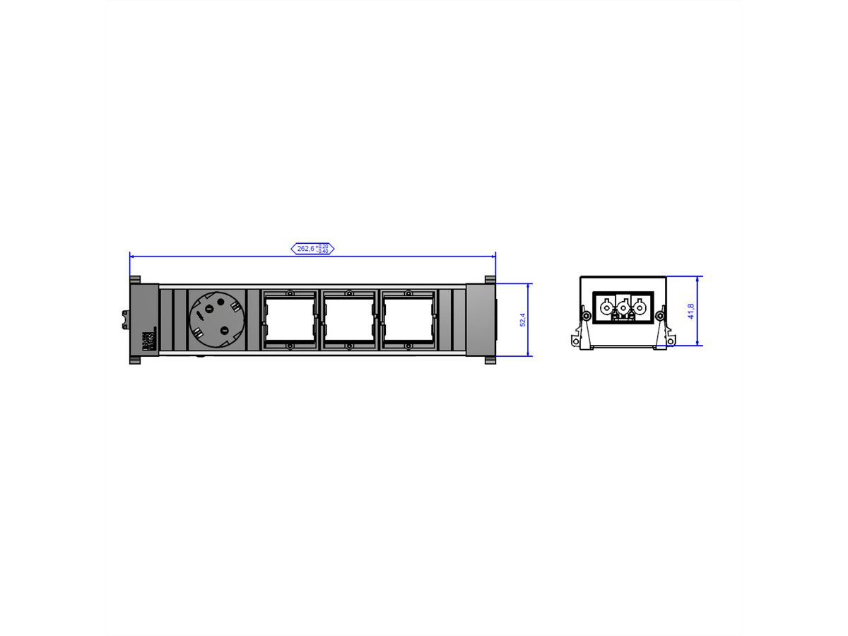 BACHMANN CONFERENCE TOP FRAME Medium Einsatz 1x Schutzkontakt 3x ABD