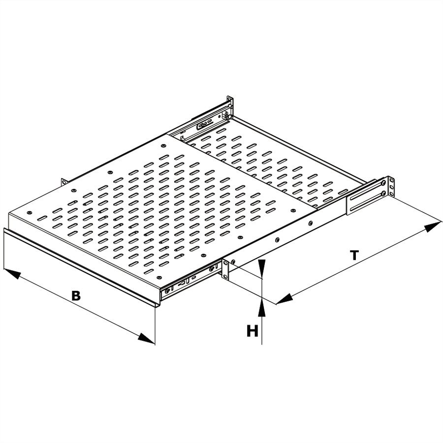 CONTEG 19"-Fachboden ausziehbar, 435 x 250 mm, 25kg