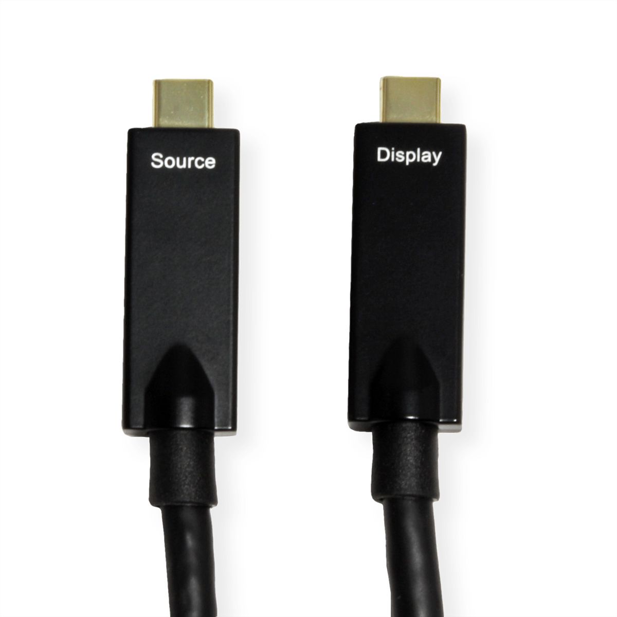 ROLINE USB 3.2 Gen 2 Kabel, AOC, C-C, ST/ST, 10Gbit/s, 4K60Hz, PD (Power Delivery) 60W, schwarz, 15 m