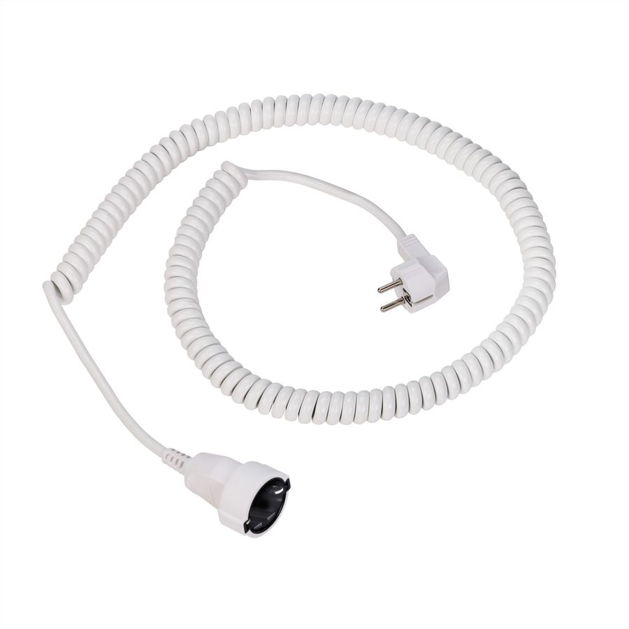 BACHMANN Wendelleitung 1-4m weiss, H05VV-F 3G1,5mm² CEE7/7