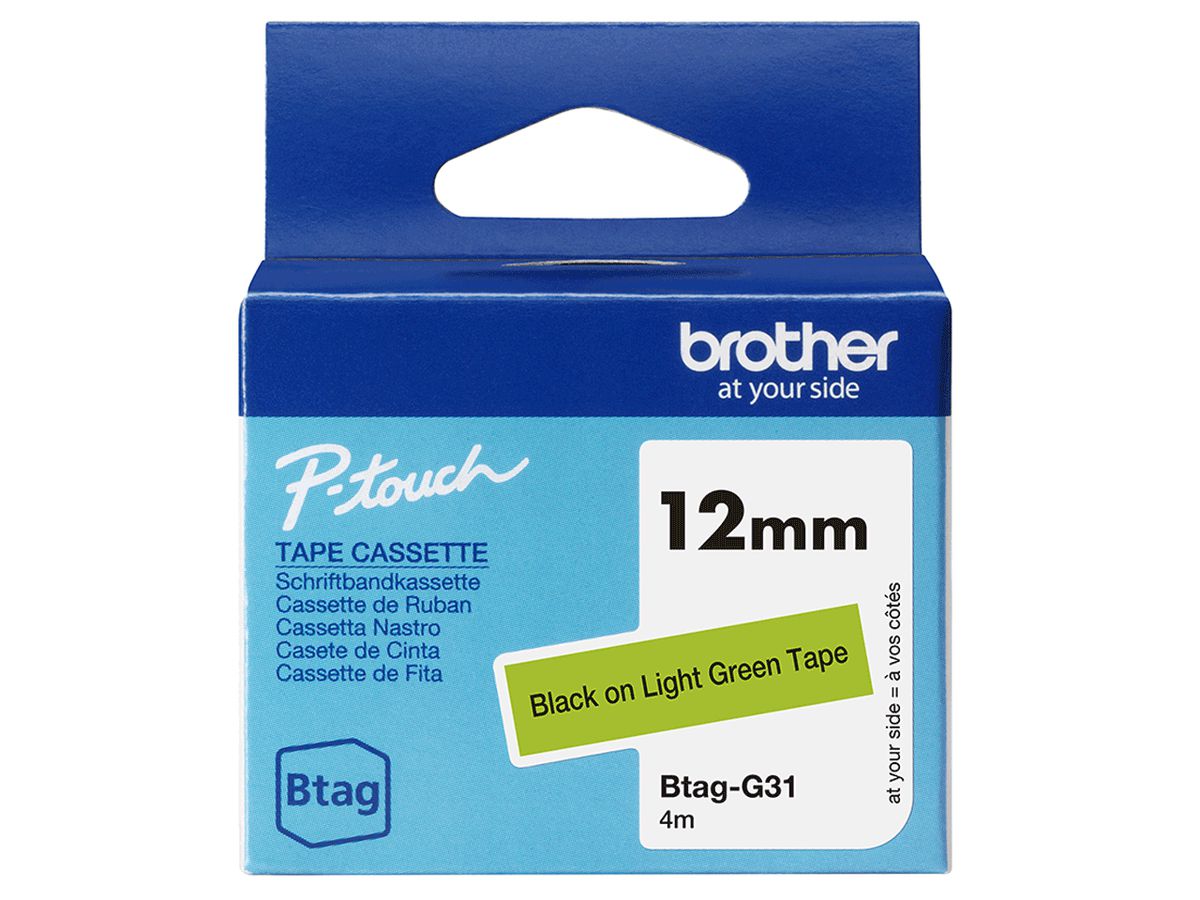 Brother BTAG-G31 Etiketten erstellendes Band Schwarz auf grün