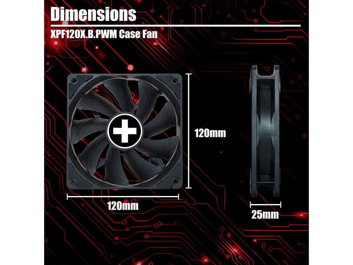 Xilence XPF120X.B.PWM 120mm PWM FDB Gehäuselüfter, 4PIN, schwarz