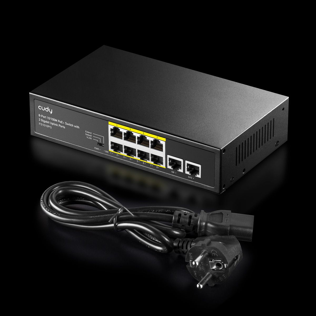 CUDY FS1010PG 8-Port 10/100M PoE+ Switch 2 Gigabit Uplink Ports 120W