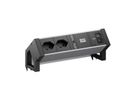 BACHMANN DESK2 ALU BLACK 2xCH 90°, 1xUSB C/C 65W L=0,2m