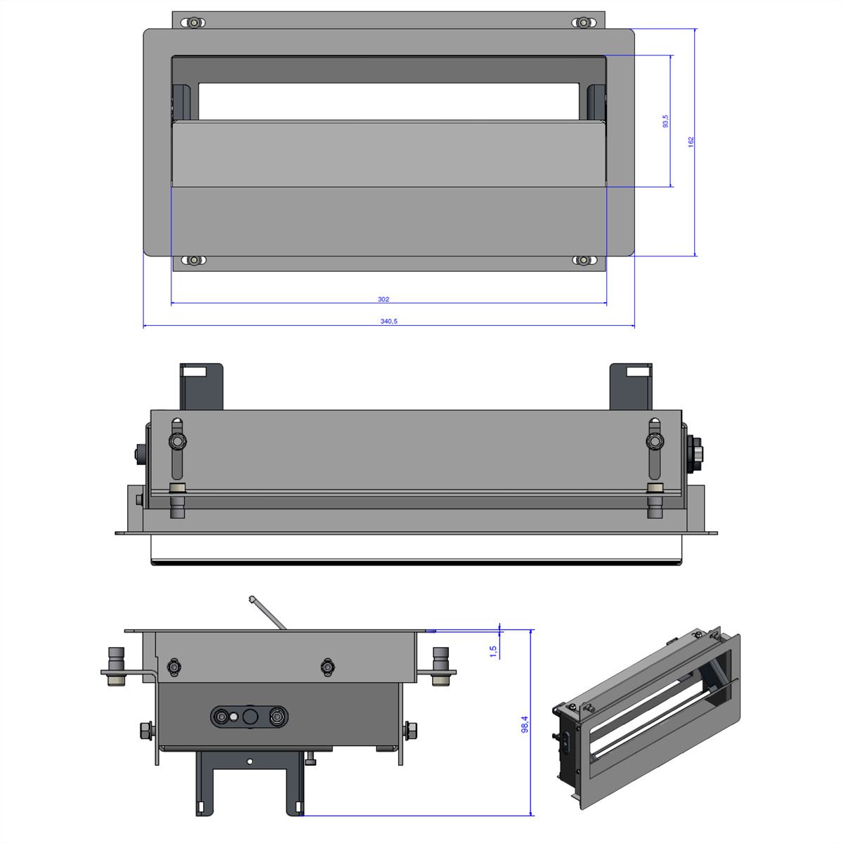 BACHMANN TOP FRAME Medium grau/schwarz, Auftisch-Version mit Rahmen