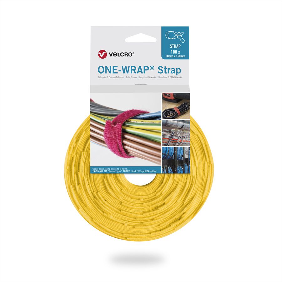 VELCRO® One Wrap® Strap 20mm x 150mm, 100 Stück, gelb
